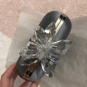 Jimmy Choi crystal satin grey blue satin clutch bag